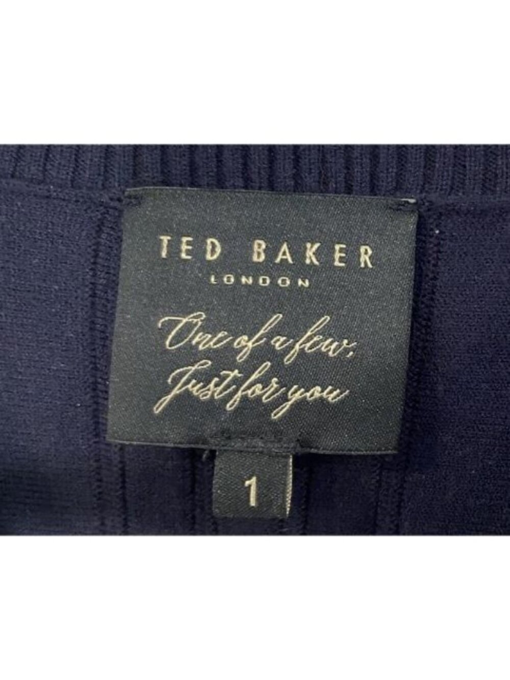 Ted Baker London Sweater Long Sleeve Peplum Navy Blue Size 1 US 4 - Picture 2 of 3
